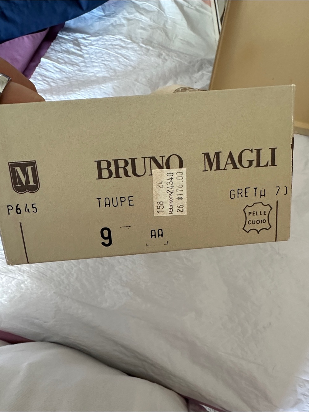 Bruno Magli Cream Leather Slingback Pumps with Snake Trim Vintage 9AA - Picture 5 of 5